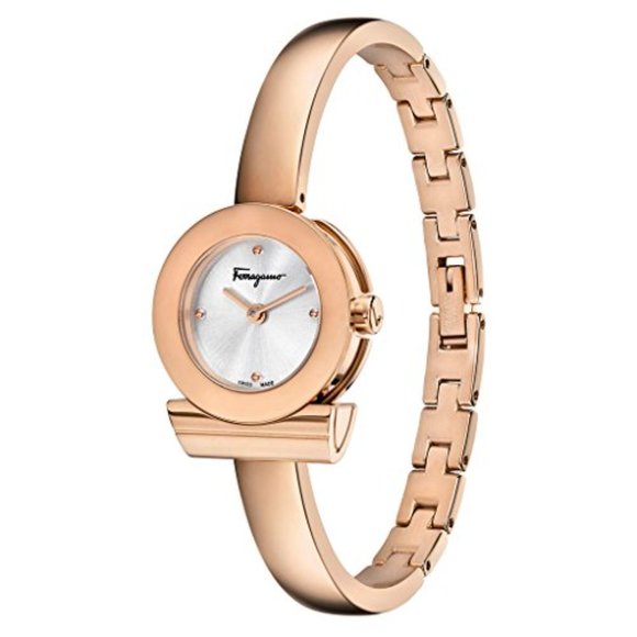 Salvatore Ferragamo Gancino Rose Gold Stainless Steel Watch Silver Dial - Picture 3 of 8